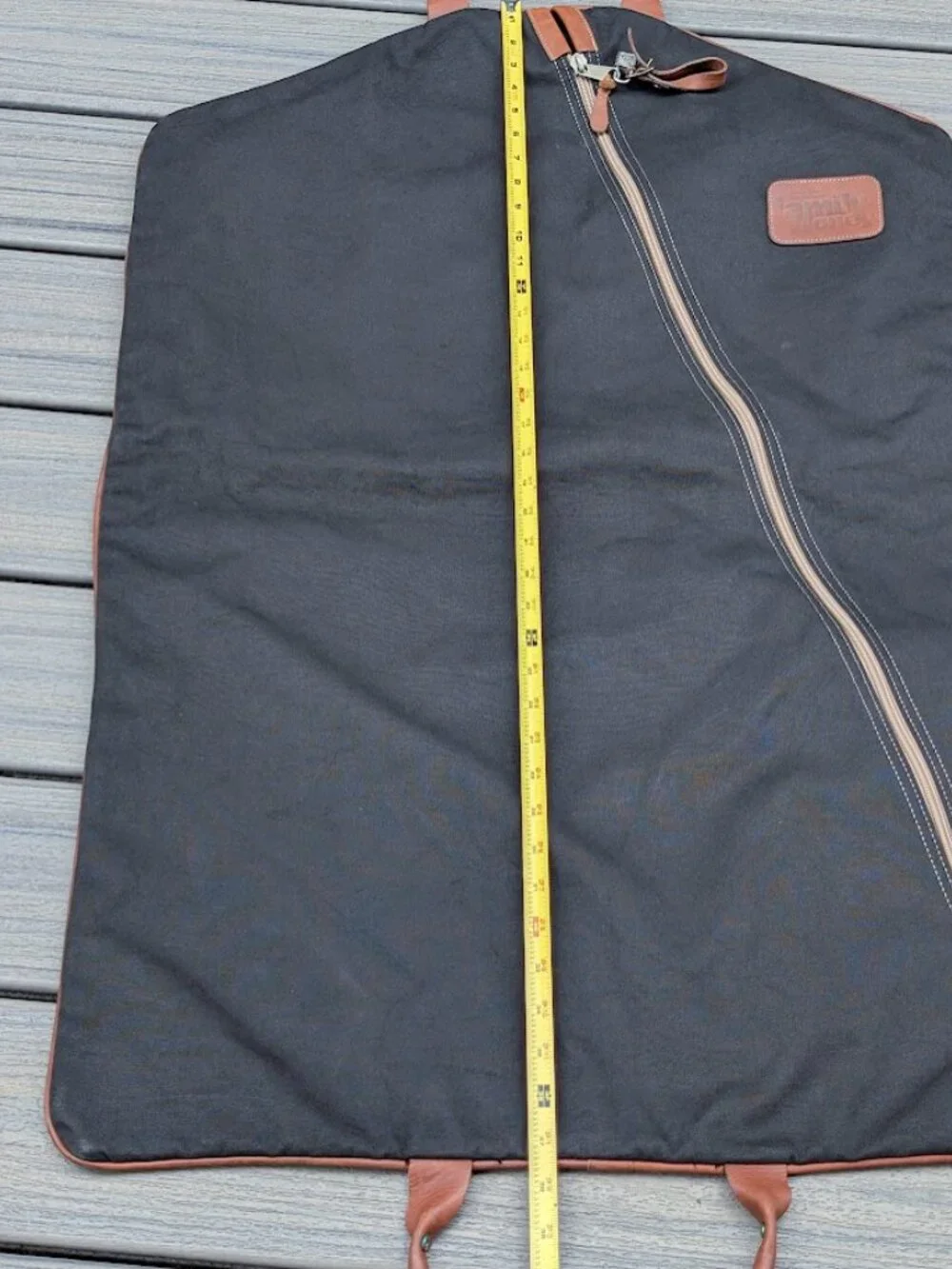 Vtg Better Homes & Gardens Waxed Canvas & Leather Garment Bag Travel Suit Carrie